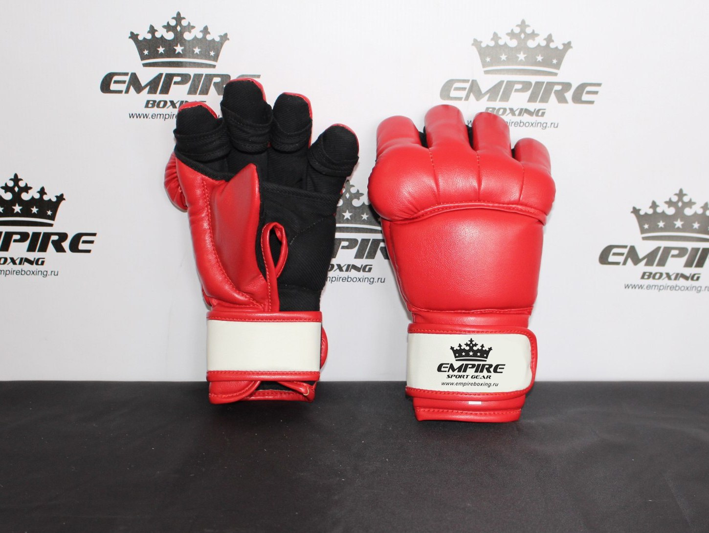 Перчатки-краги для АРБ Empire Boxing нат.кожа красный