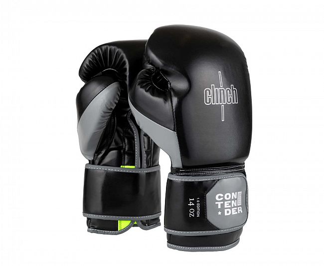 Перчатки бокс Clinch Contender, черно-серый