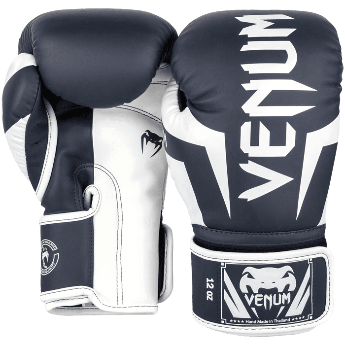 Перчатки бокс Venum Elite белый/темно-синий